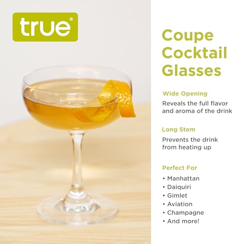 True Coupe Glass, Martini Glasses for Cocktail Party, Perfect for Espresso Martini, Manhattan, Champagne, Elegant 7 oz Gla...