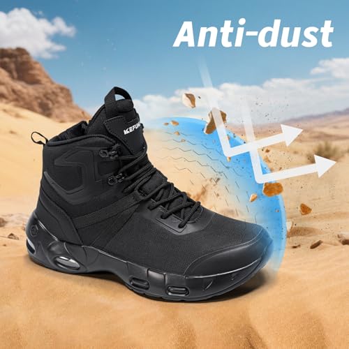 KEFUWU Military Tactical Boots Women Wide Waterproof 6 Inches Lightweight Durable Side-Zip Combat Hiking Work Boots Non Slip