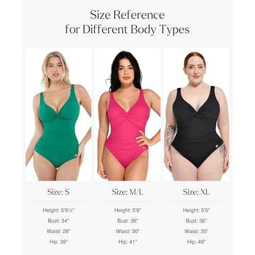 Popilush Tummy Control Swimsuits for Women - Ruched One Piece Shapewear Bathing Suit Twist Front Swimwear