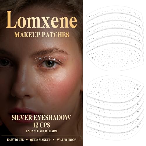 6 Pairs Valentine's Day Eyeshadow Tattoo Eye Decorations Makeup Patches Eye Speckles Glow Up Make-Up Patches Silver Stars ...