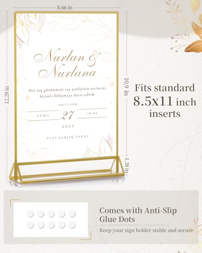 Dynta Acrylic Sign Holder 8.5x11 8pck Clear Table Display Stands Double Sided Table Sign Holders, Menu Holder for Wedding,...