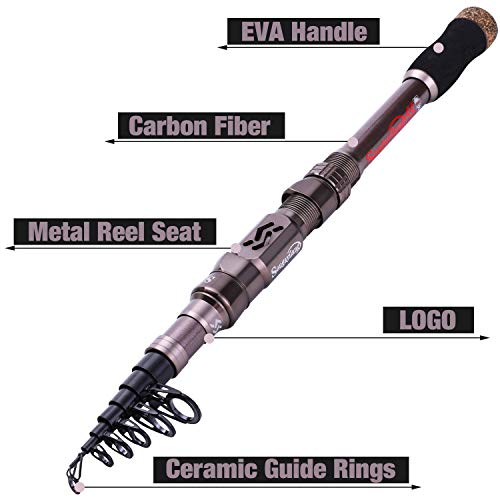 Sougayilang Fishing Rod Reel Combinations, 24 Ton Carbon Fiber, Portable Telescopic Fishing Rod Spinning Reels for Travel ...