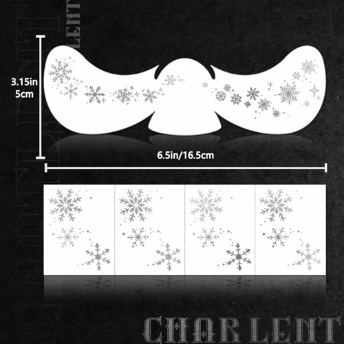 CHARLENT Glitter Snowflake Freckles Face Tattoos - 18 Sheets Waterproof Silver Temporary Makeup Patches for Women Christma...