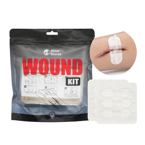 RHINO RESCUE Wound Closure Kit, 6pcs with Dresssings, Wound Closure Strips Without Suture, Stitch Zip Laceration Closure K...