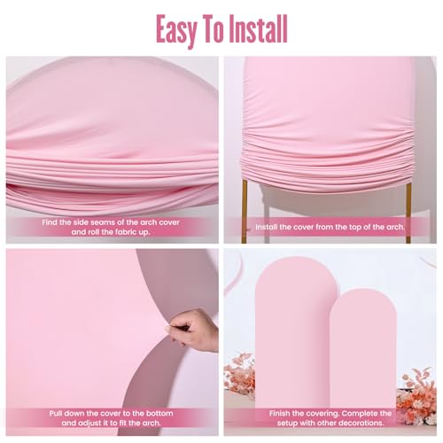 Light Pink Arch Backdrop Spandex Cover for 7.2ft Stand Frame Arch Covers Stretchy Backdrop Fabric for Wedding Bridal Showe...
