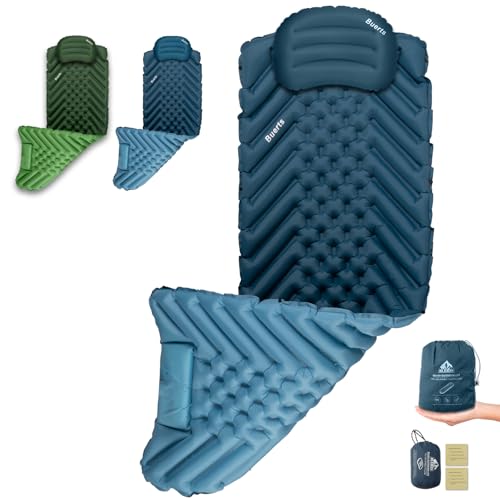 BUERTS Warm & Portable Sleep Kit: Ultralight 680FP Down Sleeping Bag (17°F~32°F) with Thickened Quick-Inflate Mat and Pillow