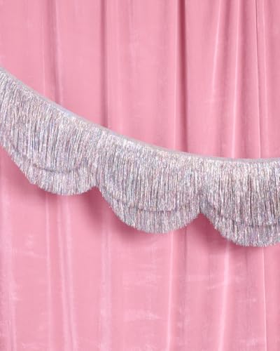xo, Fetti Silver Iridescent Scalloped Fringe Banner - 6 Ft. | Bachelorette Party Decorations, Birthday Sign, Sparkly Deco...