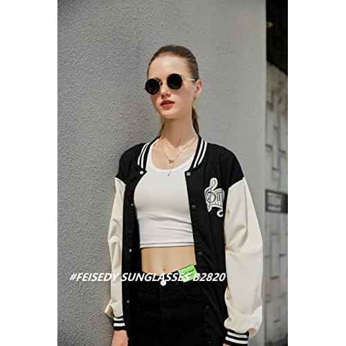 FEISEDY Retro Steampunk Polarized Sunglasses for Men Women, Round Metal Frame Gothic Vintage Style B2820