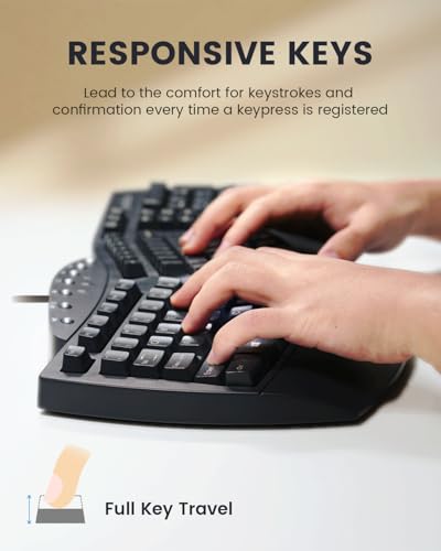 Perixx PERIBOARD-512B Wired Ergonomic Keyboard - Split Keyboard, Wrist Rest, Natural Typing - Wired USB Connectivity - US ...