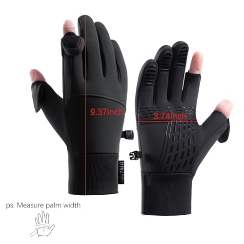 Winter Fingerless Gloves for Men Women,Waterproof, Touchscreen, Thermal Sport Gloves for Fishing Running Cycling Driving H...