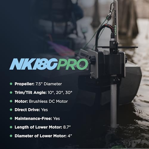 Newport NK180PRO Electric Kayak Motor - 1.8 HP Equivalent, 24V Brushless Direct Drive, Extended Range up to 100 Miles, Whi...