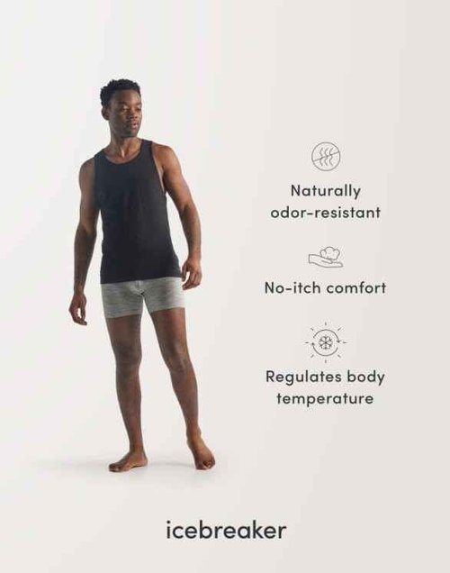 Icebreaker Men's Merino 150 Anatomica Tank, Breathable Wool Blend Sleeveless Shirt, Undyed, Large