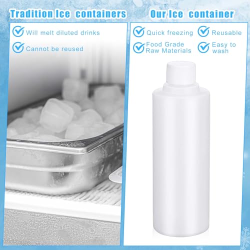 Nuogo 6pcs 16oz Reusable Ice Stick with Lid Plastic for Drinks Washable Freezable Ice Sticks for Wide Opening Water Bottle...
