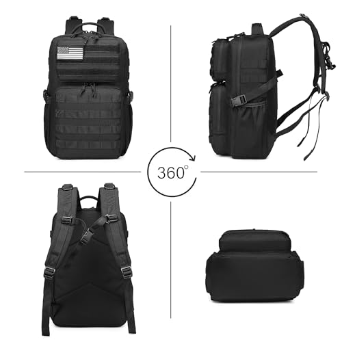 Wotony Military Tactical Backpack for Men Waterproof Daypack 3 Day Assault Pack Molle Bag with Water Bottle Holder