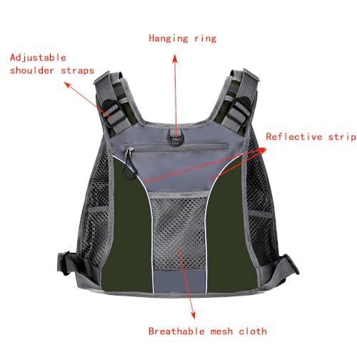 FLYDWV Breathable Fishing Vest for Men Women, Multi-Pocket Adjustable Outdoor Fly Fishing Vest for Trout Fishing and Angling
