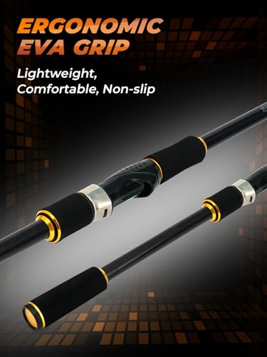 Jenseits Telescopic Fishing Rod with Extended 10-Inch Long Handle Grip - 7ft 24T Carbon Fiber Portable Travel Pole, Medium...