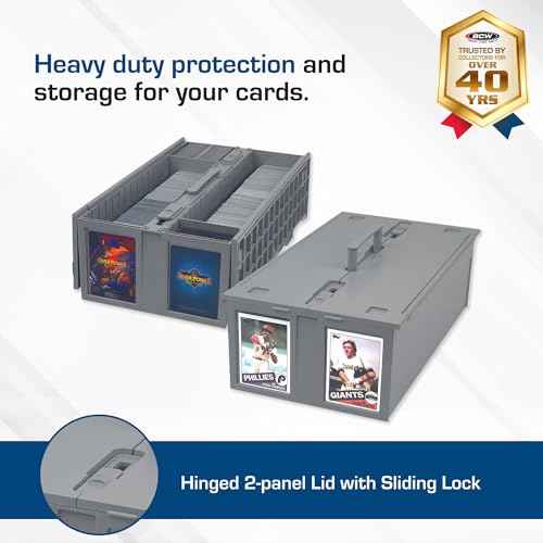 BCW Collectible Card Bin ? (2-Pack, Gray) | Holds up to 1600 Cards | Plastic Storage Box for Pok?mon, MTG & Sports Cards