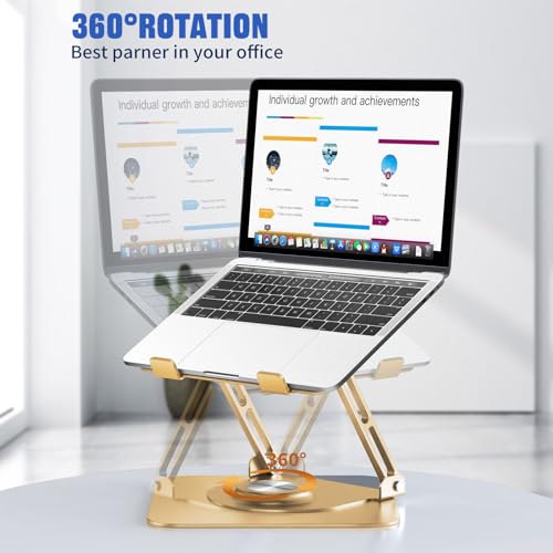 JOYEKY Laptop Stand for Desk, Adjustable Computer Stand with 360° Rotating Base, Ergonomic Laptop Riser for Collaborative ...