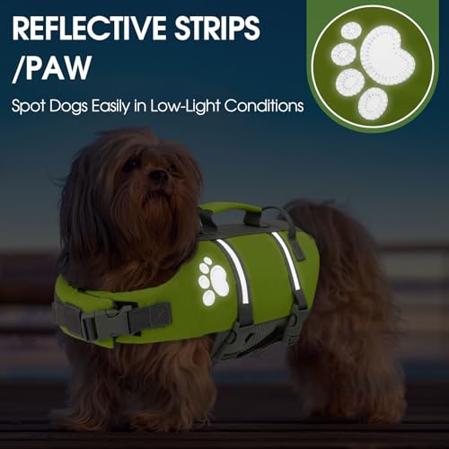 Queenmore Dog Life Vest for Swimming, Ripstop Dog Life Jacket Large, Floating Life Vest for Dogs Large Breed with Handle, ...