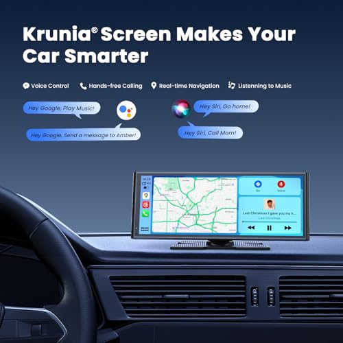 krunia 9.26" Wireless Portable Car Play Screen for Apple CarPlay & Android Auto, OTA Updates, Backup Camera, Mirror Link, ...