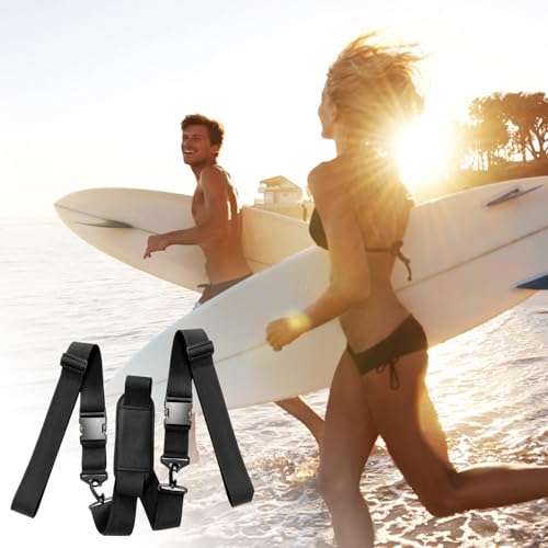 Surfboard Shoulder Strap, Adjustable Paddle Board Carry Strap with Padded Shoulder, Heavy-Duty Hands-Free Carrying Strap f...