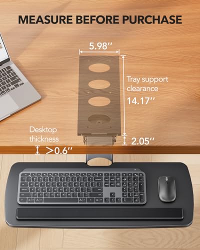 HUANUO Keyboard Tray Under Desk, 360 Adjustable Ergonomic Sliding Keyboard & Mouse Tray, Under Desk Keyboard Tray Slide Ou...
