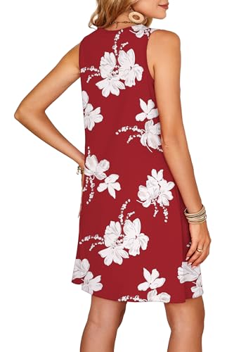 OFEEFAN Womens Square Neck Tank Dresses 2025 Summer Spring Loose Swing Sundresses with Pockets Plain/Print