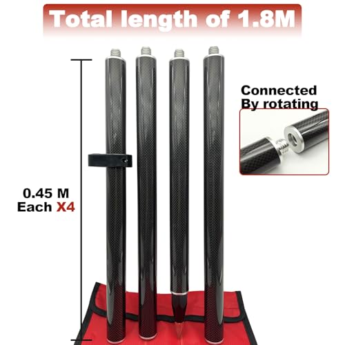 LS2015 1.8M Land Surveying Equipment RTK Carbon Fiber Surveying Prism Pole, 4 Section Survey Pole, with 5/8X11 Thread, 4 S...