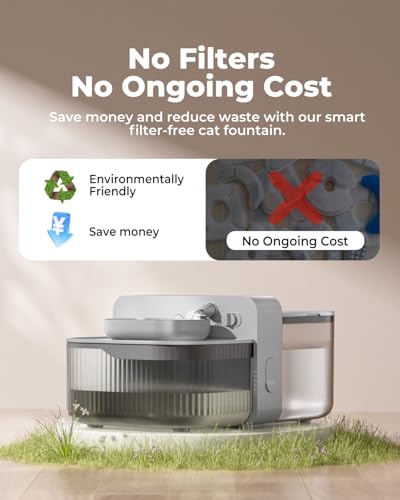 Invengo No-Filter Wireless Cat Water Fountain, 3.5L Stainless Steel Pet Fountain for Cats & Dogs – Wastewater Separation, ...