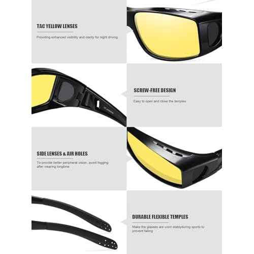 Wzerry Night Vision Glasses for Driving Polarized Nighttime Yellow Glasses Fit Over Glasses for Men Women