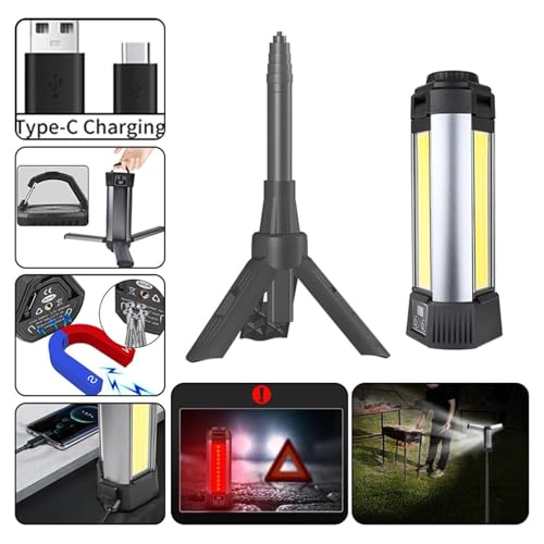 Rechargeable Camping Lights with Tripod,Telescopic & Collapsible Mobile LED Camping Lantern,Built-in Battery Work Light & ...