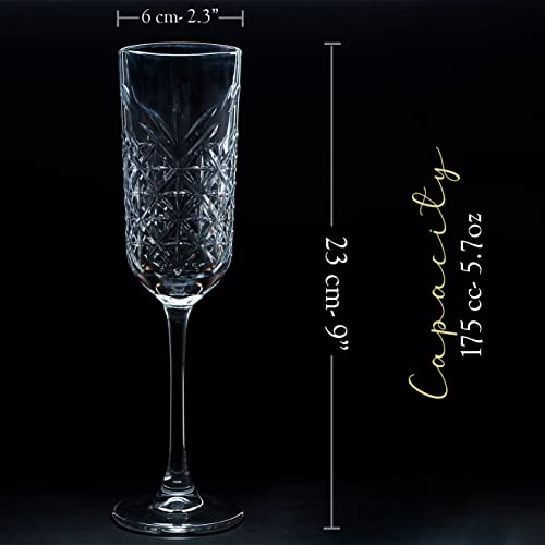 the mask el turko Champagne Flutes Set of 4 (175ml/5.7oz), Vintage Coupe Glasses, Prosecco Glasses, Crystal Design Champag...