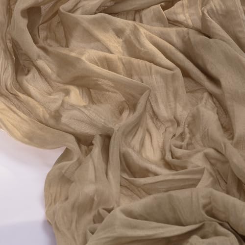 Socomi Nude Brown Cheesecloth Table Runner Fall Thanksgiving Boho Rustic Gauze 120 inch 10FT Cheese Cloth Runner for Weddi...