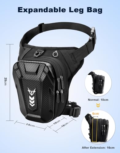 ISEYOU Thigh Bag, Drop Leg Bag for Women Men, Motorcycle Leg Bag with Leg Strap, Expandable Storage Tank Bags, Leg Fanny P...