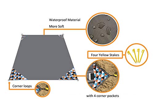 HZJOYUE Outdoor Blanket (71" x 55") -Compact, Lightweight, Sand Proof Pocket Blanket Best Mat for The Beach, Hiking, Trave...