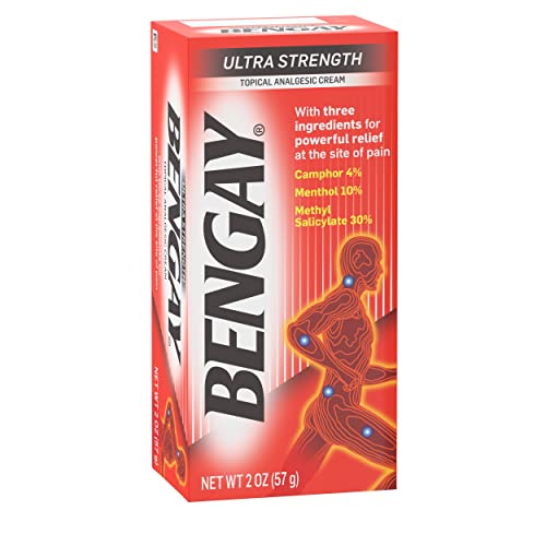 Bengay Ultra Strength Topical Pain Relief Cream, Non-Greasy Analgesic for Minor Arthritis, Muscle, Joint, and Back Pain, Camphor, Menthol & Methyl Salicylate, 2 oz Packaging May Vary (Pack of 2)