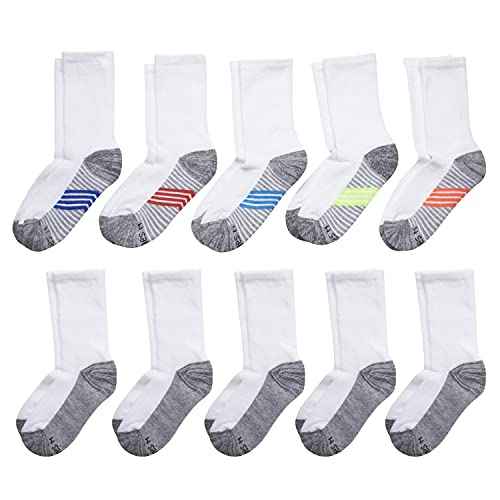 Hanes Ultimate Boys' Crew Performance Sport Socks, 10-Pair Packs
