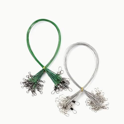 Steel Fishing Leader Wire with Swivel, Bite-Resistant Anti-Bite Trace for Freshwater and Saltwater, Heavy-Duty Fishing Tac...