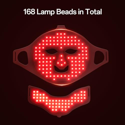 Red Light Mask for Face and Neck - 7 Colors Red Light Mask, Facial Skin Care Device, Portable, Rechargeable and Ergonomic Design for Home