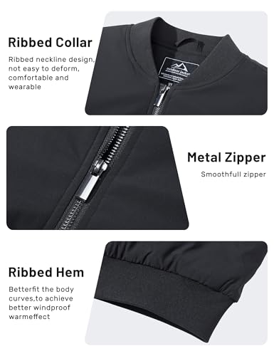 TACVASEN Men's Bomber Jackets Thermal Quilted Jacket Water Resistant Warm Winter Coats