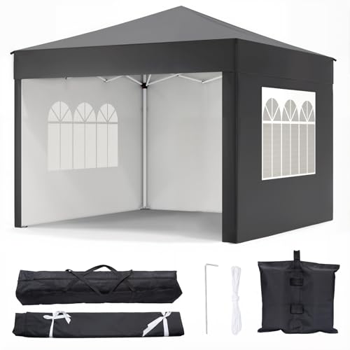 RUIE Pop Up Canopy with Sidewalls - 10x10 Pop Up Outdoor Canopy with Sidewalls | Canopy Tent with Sidewalls for Parties, C...