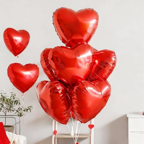 Heart Shaped Red Foil Balloons - 15 Pack 18 Inch for Valentine's Day, Birthday, Wedding, Bridal Shower Party Decorations