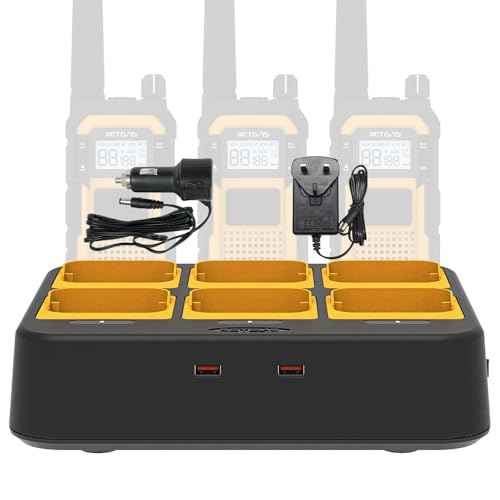 Retevis RB48 RB48Plus Six-Way Walkie Talkie Charger, for Retevis RB48 RB48Plus Two Way Radio, LED Indicators, AC/DC Adapter, Individually Replaceable Base, Multiple Protection(1 Pack)
