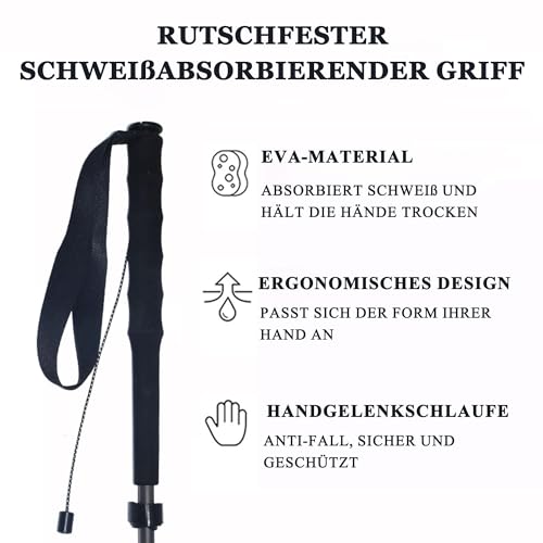 Ultralight Carbon Fibre Trekking Poles - 5-Section Adjustable Hiking Sticks with Anti-Shock Tips, Ergonomic Grips & Storag...
