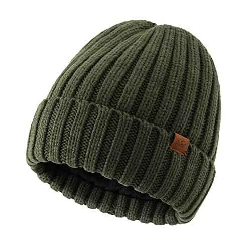 Home Prefer Mens Winter Hat Wool Fleece Lined Knit Beanie Hat Warm Stocking Caps