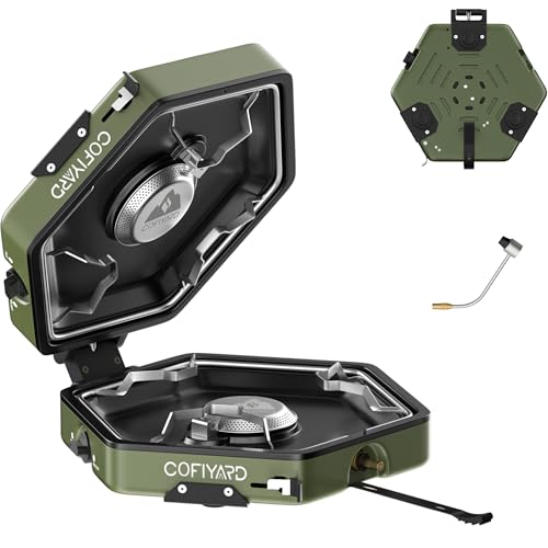Cofiyard Propane 2-Burner Camping Stove with Carrying Bag and Gas Stove Pressure Regulator, Camping Essentials Folding Cam...