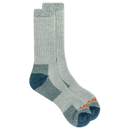 Merrell unisex-adult Men's and Women's Heavyweight Merino Wool Hiking Crew Socks- 1 & 3 Pairs - Reinforced Cushion