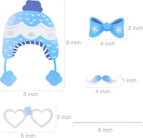 27 Pieces Snowflake Photo Booth Props Kit, Holiday and Winter Wonderland Party Decorations for Winter/Wedding/Christmas/Ho...