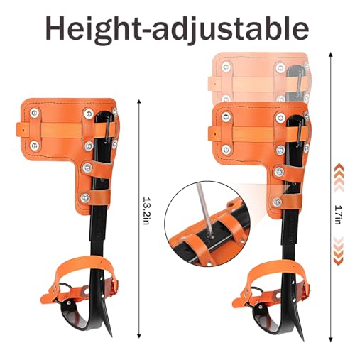 Poakkus Tree Climbing Spikes Set,Tree Climbing Gear, 1 Pair Alloy Steel Climbing Spurs,350lbs Load Capacity with Safety Se...