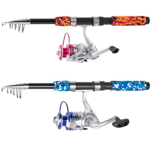 Tripquips Fishing Rod, 2Pcs 6.9ft Telescopic Fishing Pole Set, Portable Spinning Rod and Reel Combo with Carrier Bag Fresh...